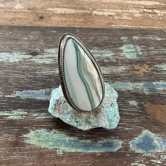 Green Calcedony Ring SZ 7