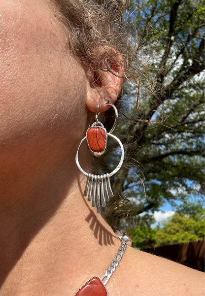 Red Jasper Fringe Earrings