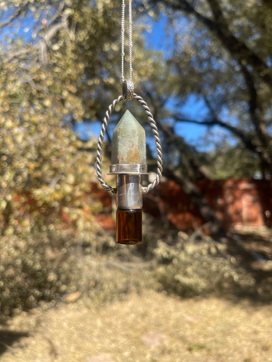 Caribbean Calcite w/twist Essential Oil Roller Necklace